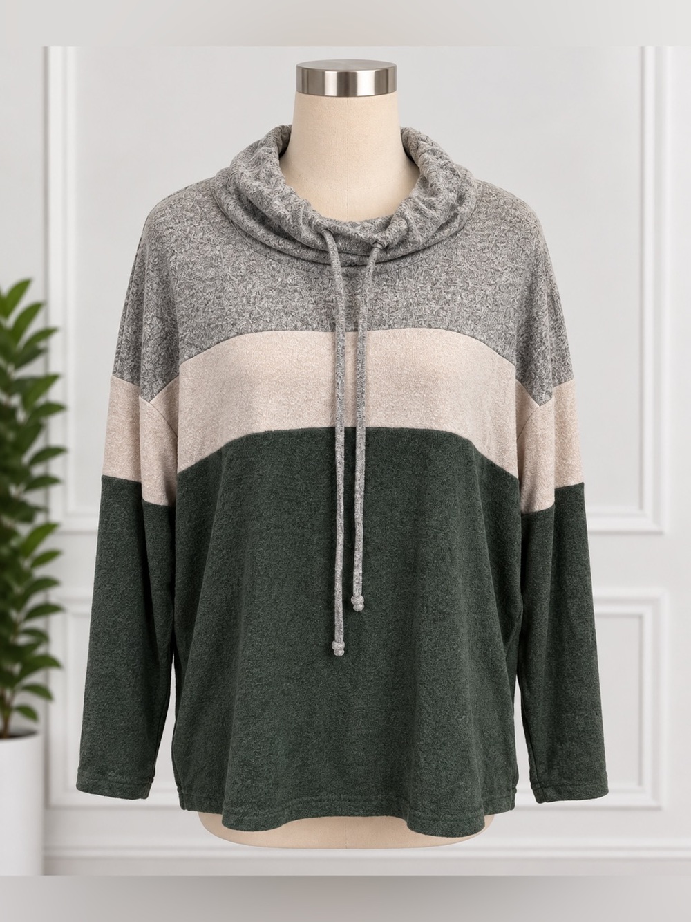 MARKET & SPRUCE Colorblock Cowl Neck Pullover Sweater size large petite